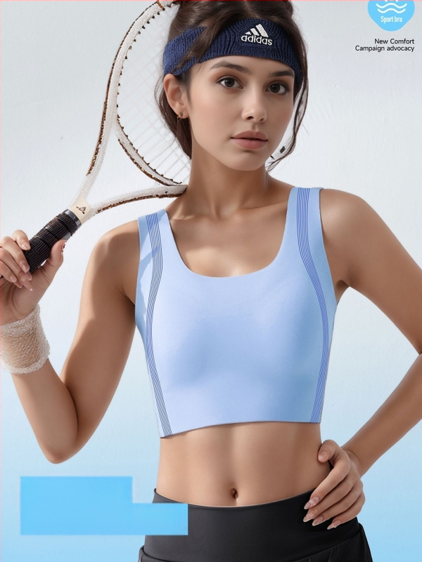 Безшевен спортен сутиен за тренировки, безжичен, дишащ, с вградени чашки