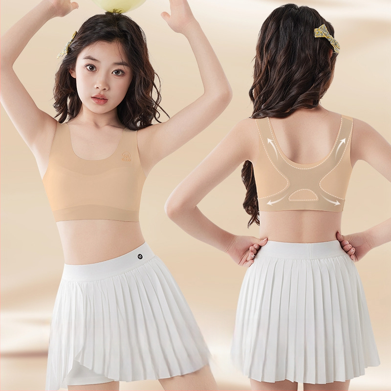 Tüdrukute arengu perioodi esimene etapp rinnahoidja – tüdrukutele, 80% nailon, 20% elastaan; nailonist kangas; päritolu Guangdong; väljaanne sügis 2025