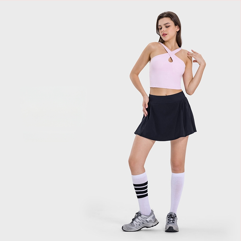 Sportinė liemenėlė su kryžminiu haltero dizainu, formuota pilno puodelio su įdėklu, seksuali nugara, nailono mišinys, tinka bėgiojimui ir treniruotėms