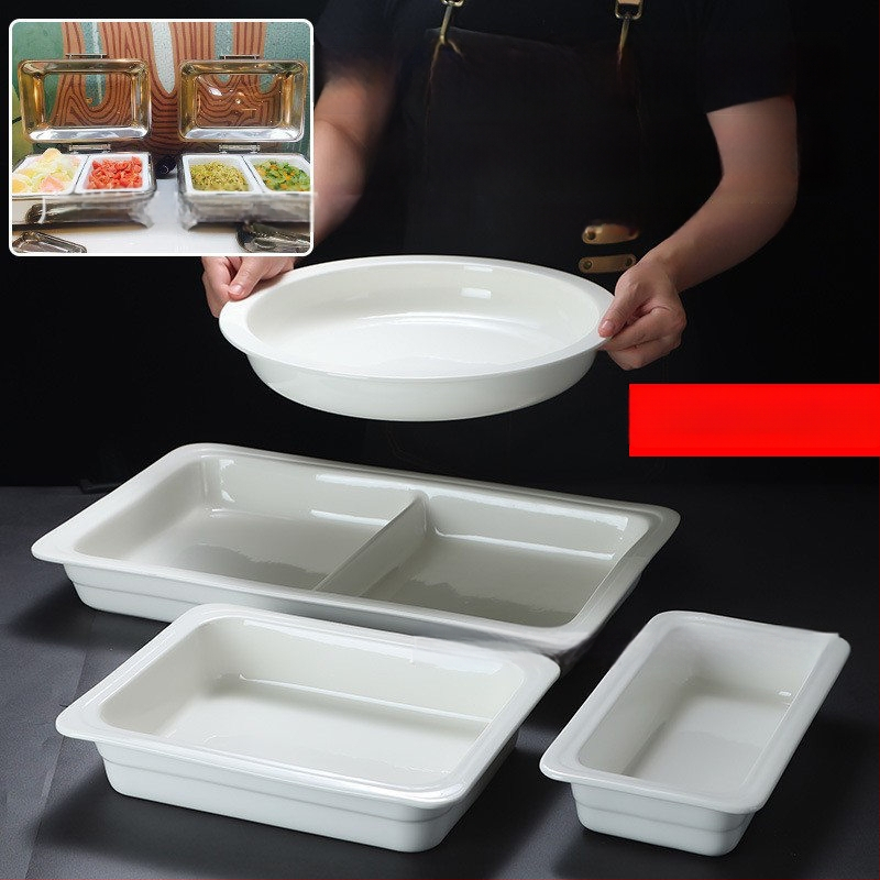 Keraamilised buffee serveerimisnõud hotellidele, ZHILISHI bränd, Hiina stiil, ruudu- ja ümmargused portsjoninõud