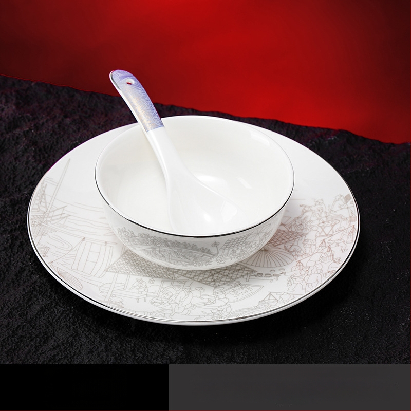 Portselanist hotellilaua serveerimiskomplekt, hiina stiil, glasuurpind, kohandamine ja logotüübi trükkimine