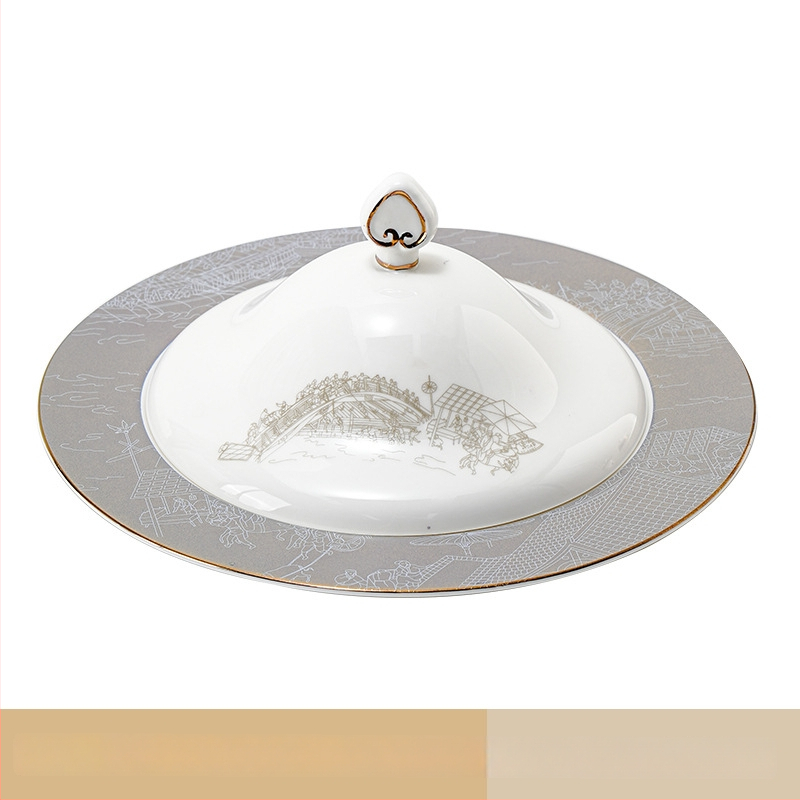 Portselanist hotellilaua serveerimiskomplekt, hiina stiil, glasuurpind, kohandamine ja logotüübi trükkimine