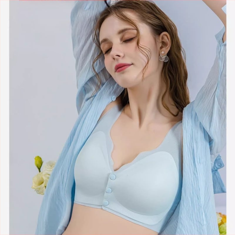 Žindymo liemenėlė — vasaros plonas modelis su kėlimo efektu žindymui po gimdymo; Pagrindinė audinio sudėtis: nailonas; Įdaila: spandex (<30%); Kaušiai: ploni formuoti; Be metalo žiedo; Priekinis užsegimas; Dirželiai: fiksuoti dvigubi