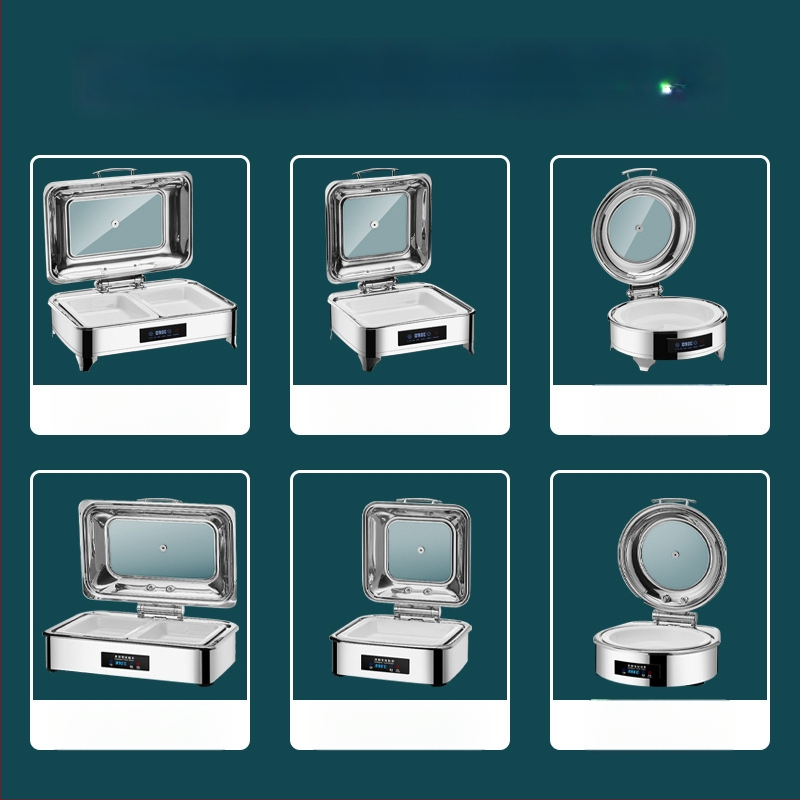 Keraamiline buffee sisemine konteiner soojuse säilitamiseks, ristkülikukujulise toidunõu ja ümmarguse keramikplaadiga, Jiaojiexing kaubamärk, hotellidele ja restoranidele