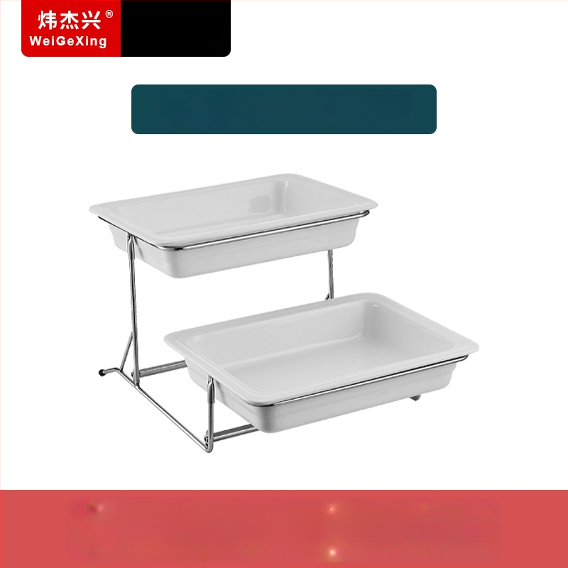 Keraamiline buffee sisemine konteiner soojuse säilitamiseks, ristkülikukujulise toidunõu ja ümmarguse keramikplaadiga, Jiaojiexing kaubamärk, hotellidele ja restoranidele