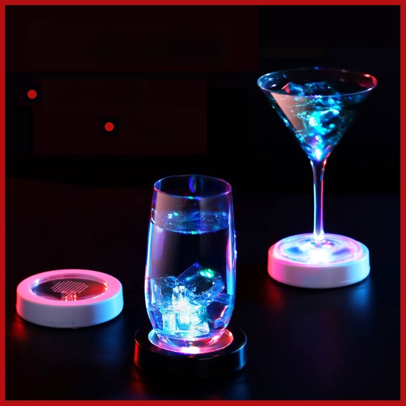 LED osvijetljeni kružni podložak za čaše s punjenjem i senzorom gravitacije za bar i KTV, šarene podloške za piće