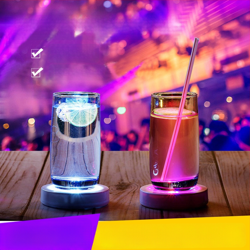 LED osvijetljeni kružni podložak za čaše s punjenjem i senzorom gravitacije za bar i KTV, šarene podloške za piće