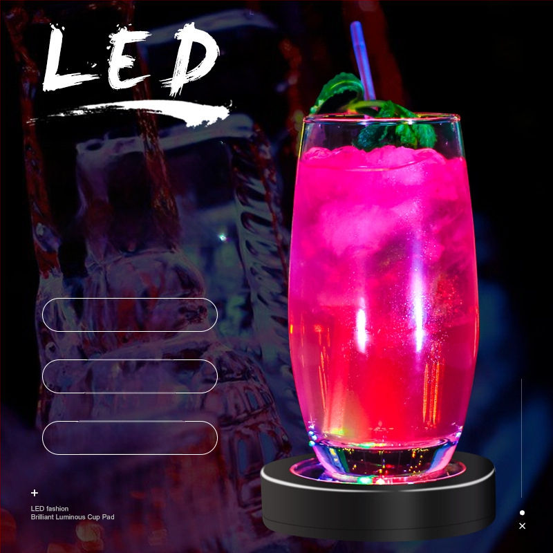 LED osvijetljeni kružni podložak za čaše s punjenjem i senzorom gravitacije za bar i KTV, šarene podloške za piće