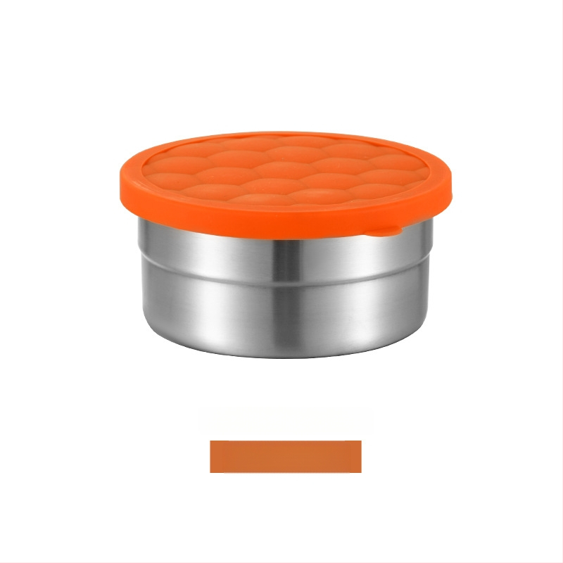 Кутия за съхранение на храна, 304 неръждаема стомана, силиконов мек капак, без електричество, квадратна или кръгла форма, капацитет 0.3–1.0 л