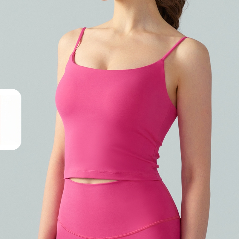 Женски потник за йога с подплънки за гърдите, дишащ, тясно прилепващ, 80% найлон, 20% спандекс