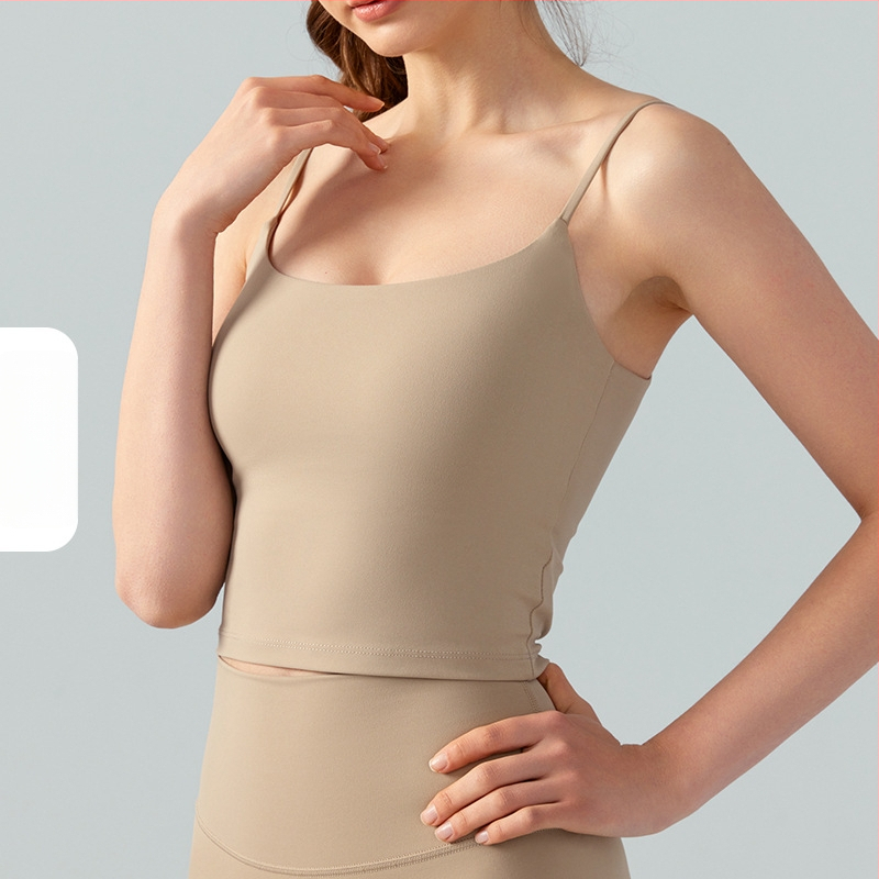 Женски потник за йога с подплънки за гърдите, дишащ, тясно прилепващ, 80% найлон, 20% спандекс