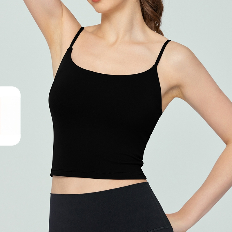Женски потник за йога с подплънки за гърдите, дишащ, тясно прилепващ, 80% найлон, 20% спандекс