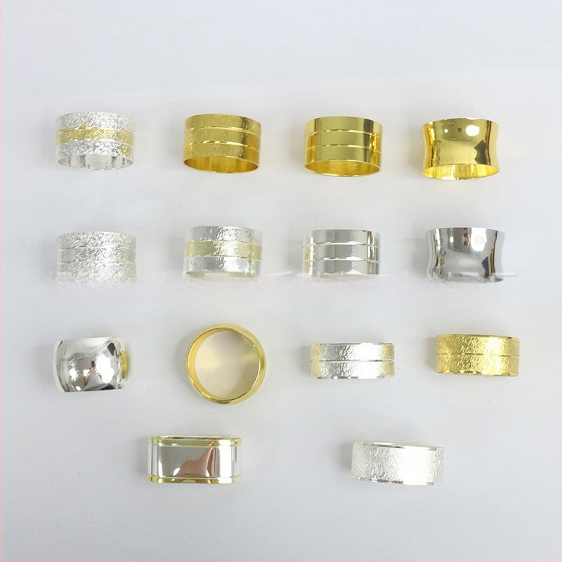 Servetikorõngas, lilleline kahekordne joon, pitsi ääris, vask elektroplaaditud pind, lääne stiil