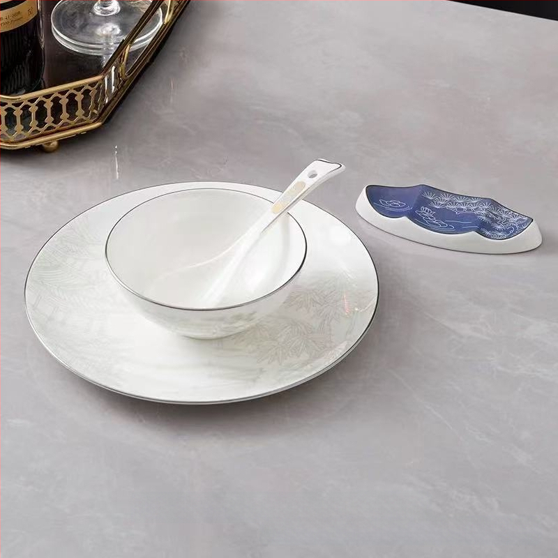 Hotellilaua serveerimisekomplekt keramikast, uus Hiina stiil, kaulporcelian >45% sisu, logotüübi trükkimine saadaval