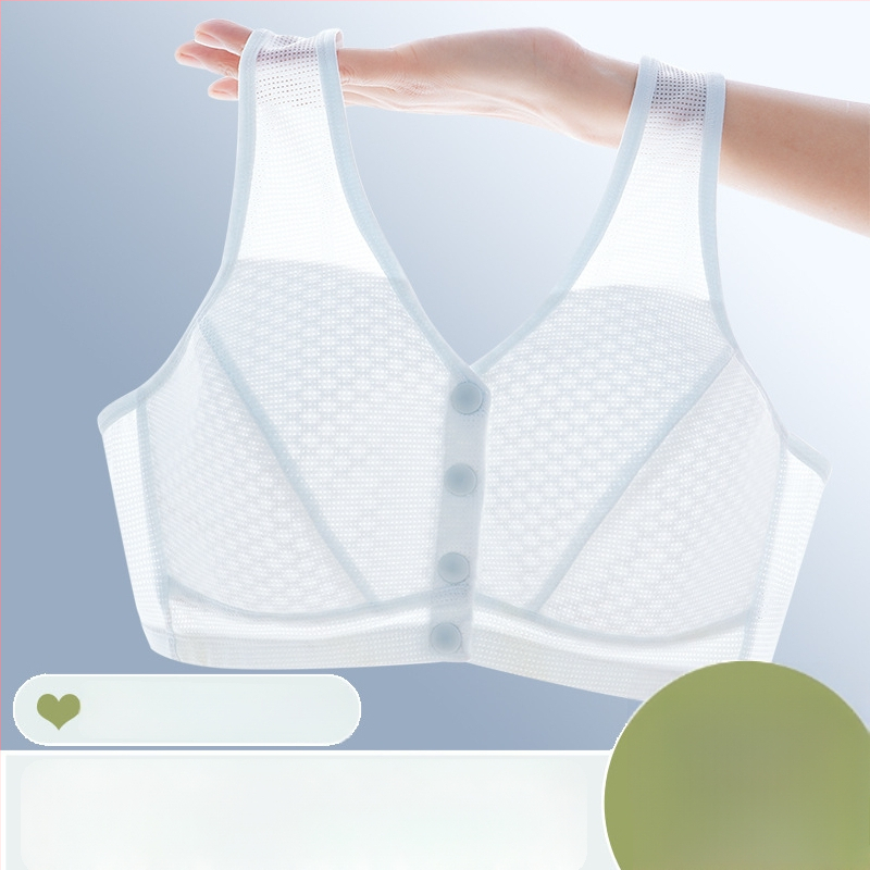 Moteriška liemenėlė vest stiliaus, kvėpuojantis nailonas, medvilnės įdėklas, pilnas kaušelis, priekinė sagtis