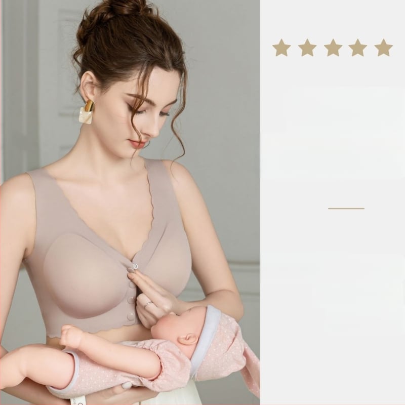 Žindymo liemenėlė su priekinio užsegimo; nailono audinys; fiksuotos dvigubos petnešos; ploni formuoti kaušeliai; skirta po gimdymo.