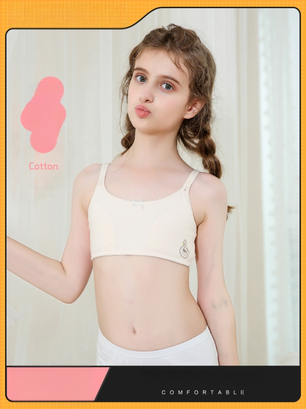 Tütarlapsele mõeldud õmblusteta puuvillane rinnahoidja arengu faasiks, turvalisuse klass A, 95% puuvill