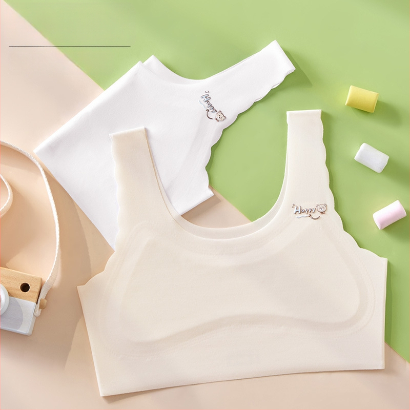 Tütarlapsele mõeldud õmblusteta puuvillane rinnahoidja arengu faasiks, turvalisuse klass A, 95% puuvill