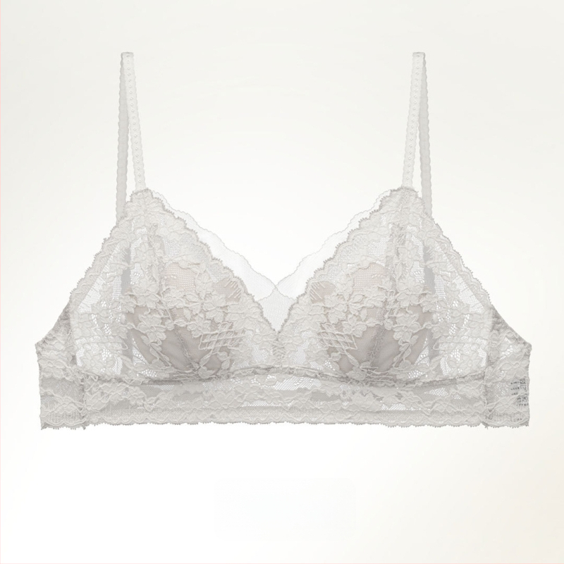 Mezgline trikampio formos liemenėlė su atvira nugara, ultra ploni formuoti puodeliai, be kablys, medvilnės įdėklas