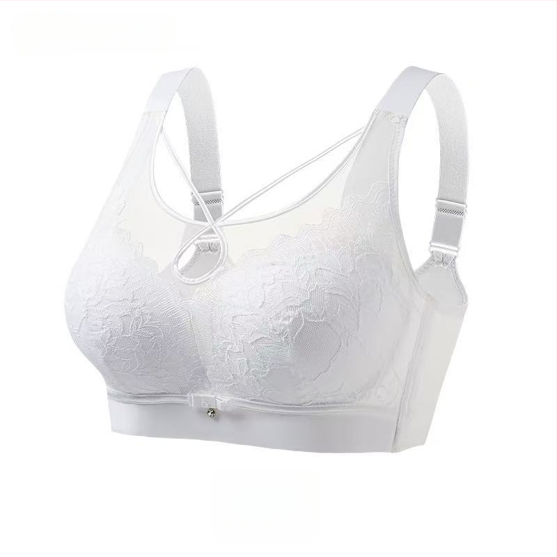 Bešiuotinė braletė su prancūziško stiliaus nėriniais, be siūlių dizainas, pilnas kaušės forma su putų įdėklu, pagrindinis nailoninis audinys, įdėklas iš spandekso, fiksuoti peties dirželiai, nugaros keturių eilių kabliukų užtrauktukas