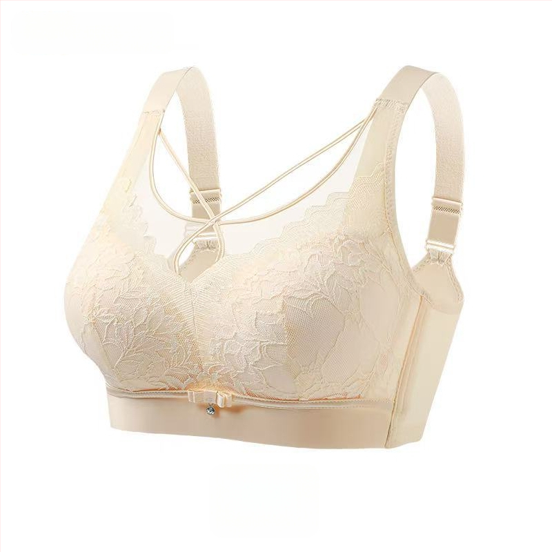 Bešiuotinė braletė su prancūziško stiliaus nėriniais, be siūlių dizainas, pilnas kaušės forma su putų įdėklu, pagrindinis nailoninis audinys, įdėklas iš spandekso, fiksuoti peties dirželiai, nugaros keturių eilių kabliukų užtrauktukas