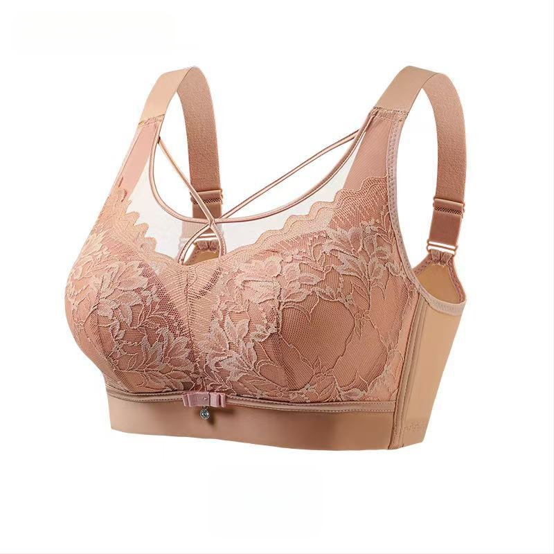 Bešiuotinė braletė su prancūziško stiliaus nėriniais, be siūlių dizainas, pilnas kaušės forma su putų įdėklu, pagrindinis nailoninis audinys, įdėklas iš spandekso, fiksuoti peties dirželiai, nugaros keturių eilių kabliukų užtrauktukas