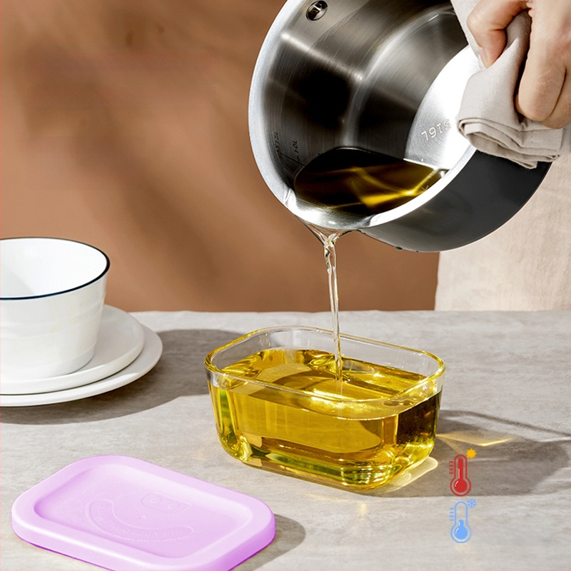 Kutija za svježu hranu od visokog borosilikatnog stakla, pravokutna, mikrovalno sigurna, zatvorena za očuvanje svježine, kapacitet 1-2 L