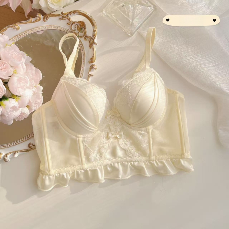 Сутиен комплект от памук, 3/4 чашка, Push-Up, фиксирани двойни презрамки, задно закопчаване с четири реда куки