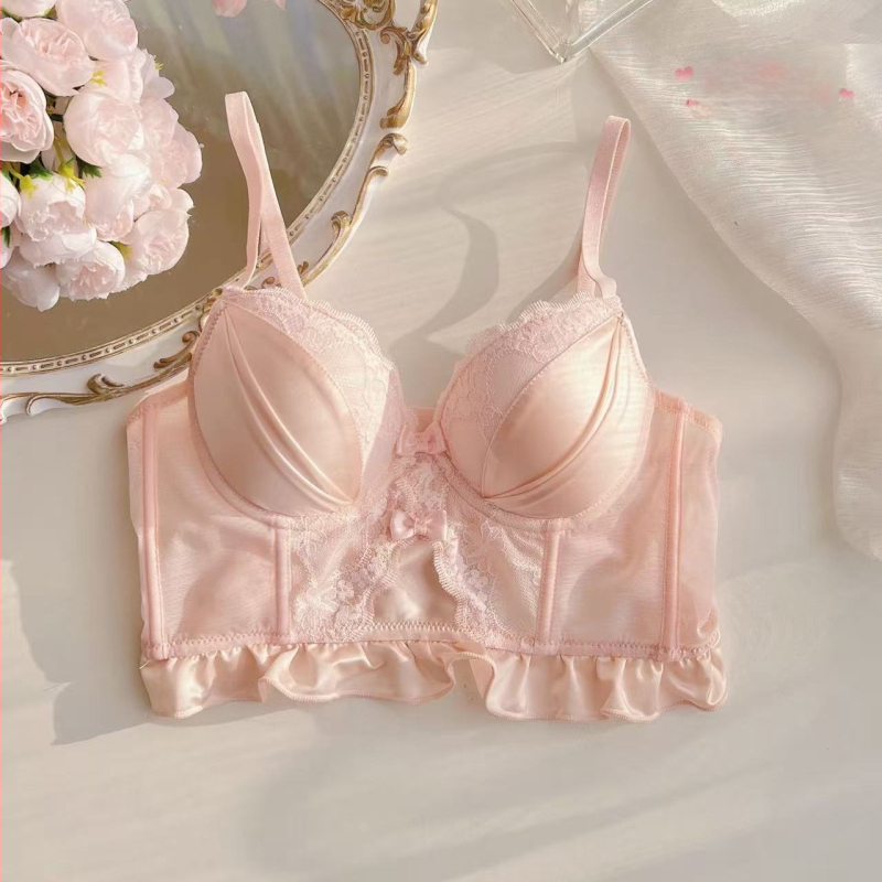 Сутиен комплект от памук, 3/4 чашка, Push-Up, фиксирани двойни презрамки, задно закопчаване с четири реда куки