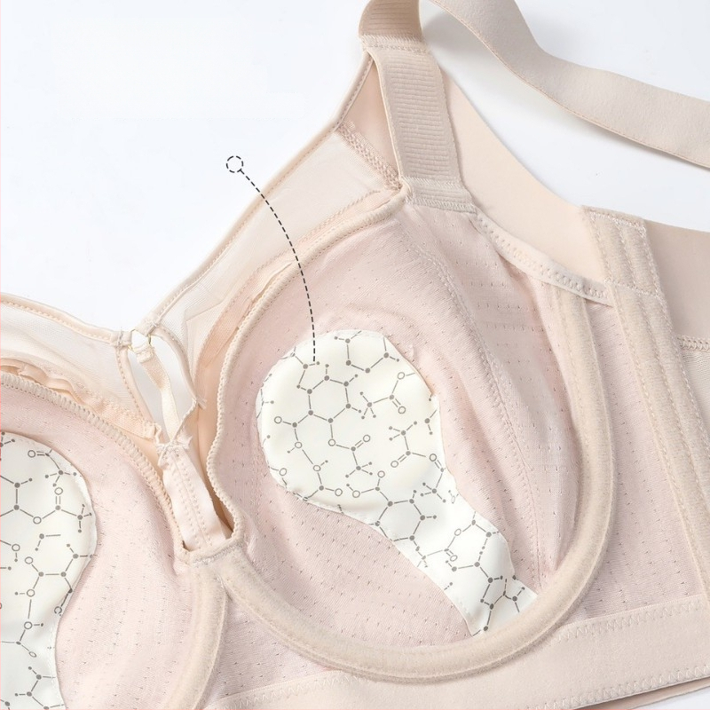 Pluszméretű szatén melltartó teljes kosár, push-up, állítható pántok és hátul öt soros záródás