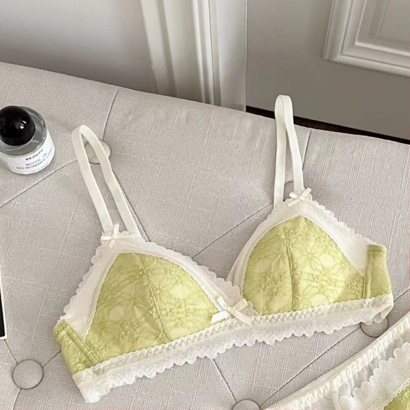 Комплект сутиени за жени, 3/4 чашка, тънки формирани чашки, безжични, дантела, дишащи