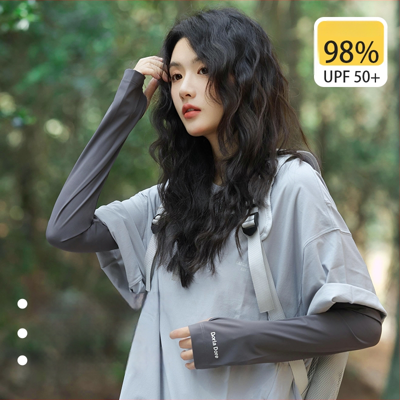 Ice Silk ръкави за слънцезащита за жени — дишащи, свободни, за шофиране и колоездене; полиестер 51–60% и спандекс ≤10%