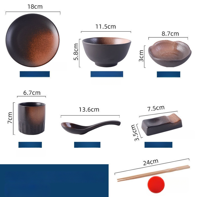 Ιαπωνικού ρετρό στυλ κεραμικό σετ ειδών τραπεζιού για μαγείρεμα και σερβίρισμα, σετ τριών τεμαχίων (Υλικό: Άλλο; Στυλ: Μοντέρνα απλότητα; Κατάλληλο ως δώρο: Άλλο)