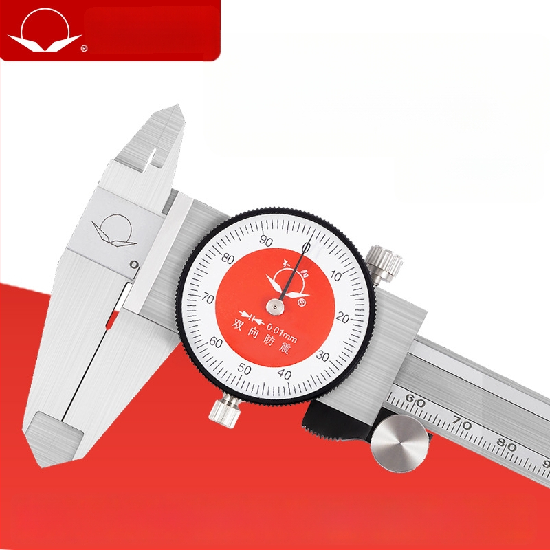 Dayang штангенциркул с циферблат, неръждаема стомана, висок прецизитет, двупосочно удароустойчив