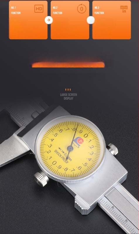 Guanglu циферблатен калипер 0-150 мм, неръждаема стомана, разделение 0.01/0.02 мм