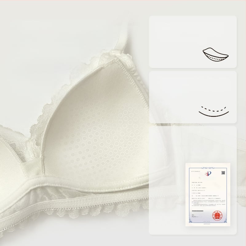 Biustinė su trikampio formos kupromis, plonos formuojamos kupros, nėriniai, fiksuotos dvigubos petnešos