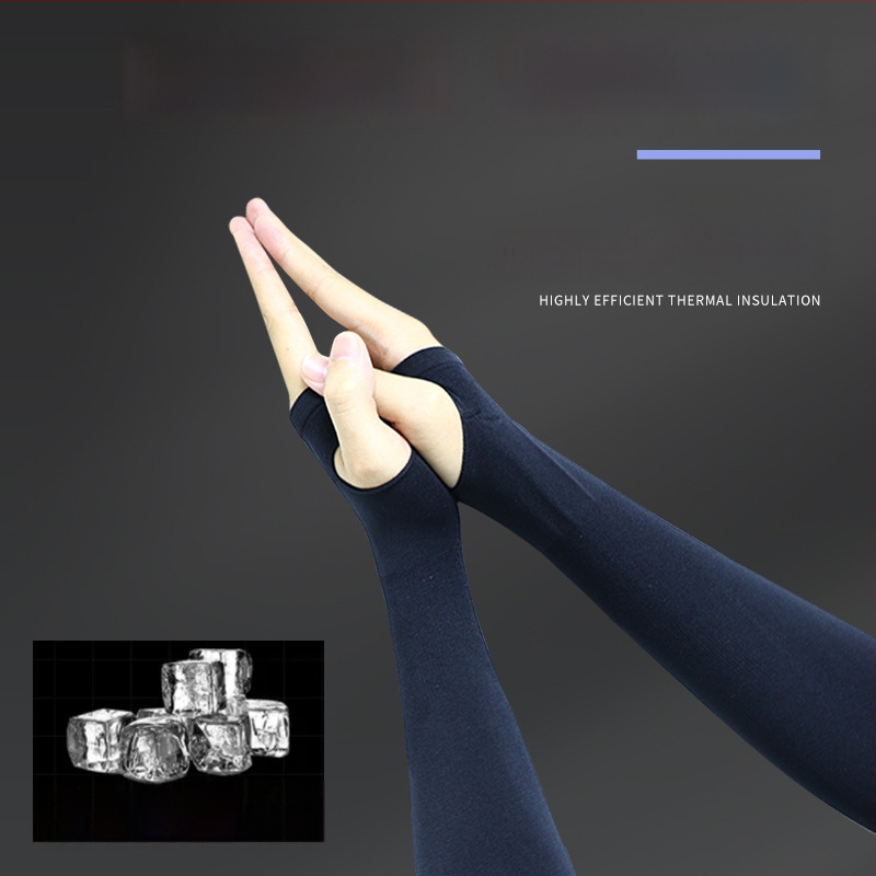 Унисекс нейлонови външни ръкави с ледено-копринена материя, противохлъзгаща повърхност и слънцезащита; печат на лого и персонализация налични