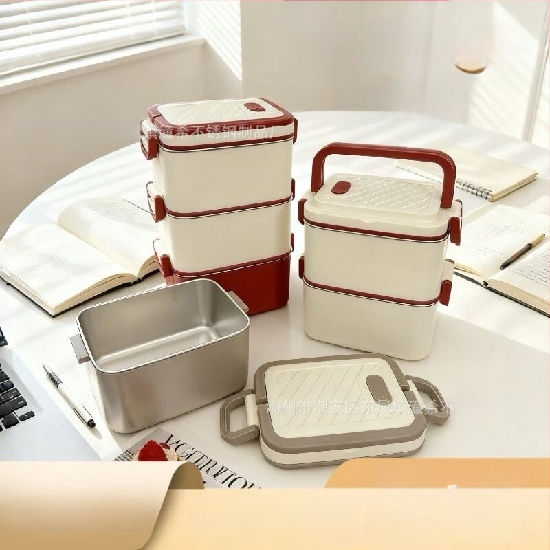 Kutija za ručak od 304 nerđajućeg čelika, izolirana, kvadratnog oblika, pogodna za mikrovalnu, kapacitet 800–1000 ml