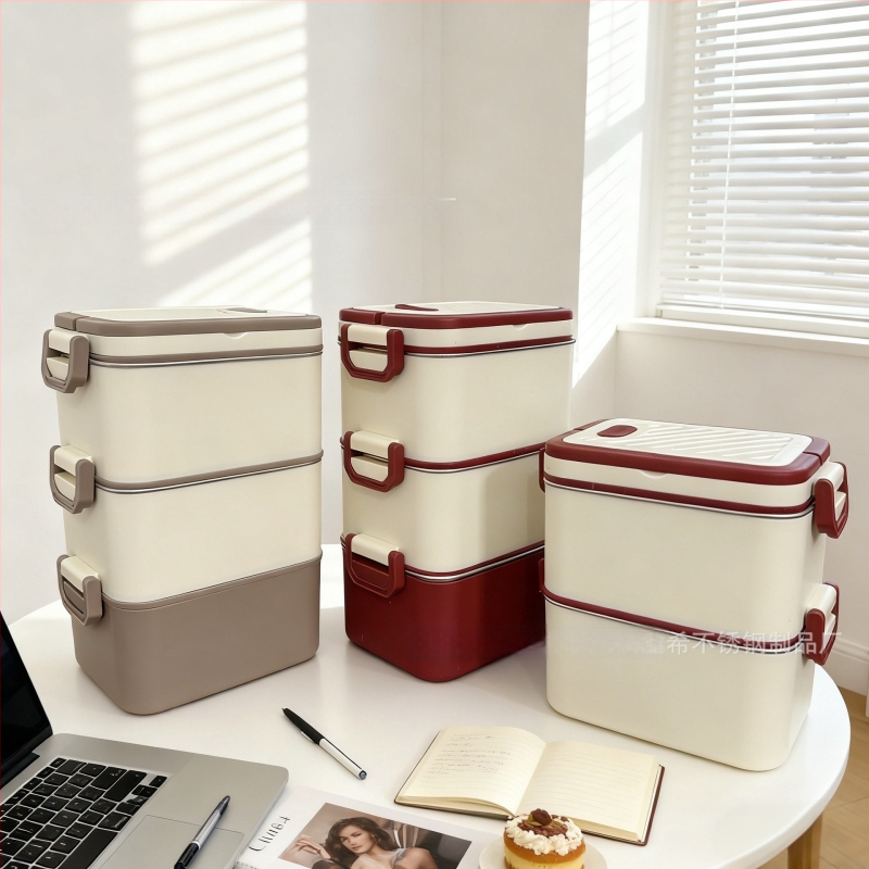 Kutija za ručak od 304 nerđajućeg čelika, izolirana, kvadratnog oblika, pogodna za mikrovalnu, kapacitet 800–1000 ml