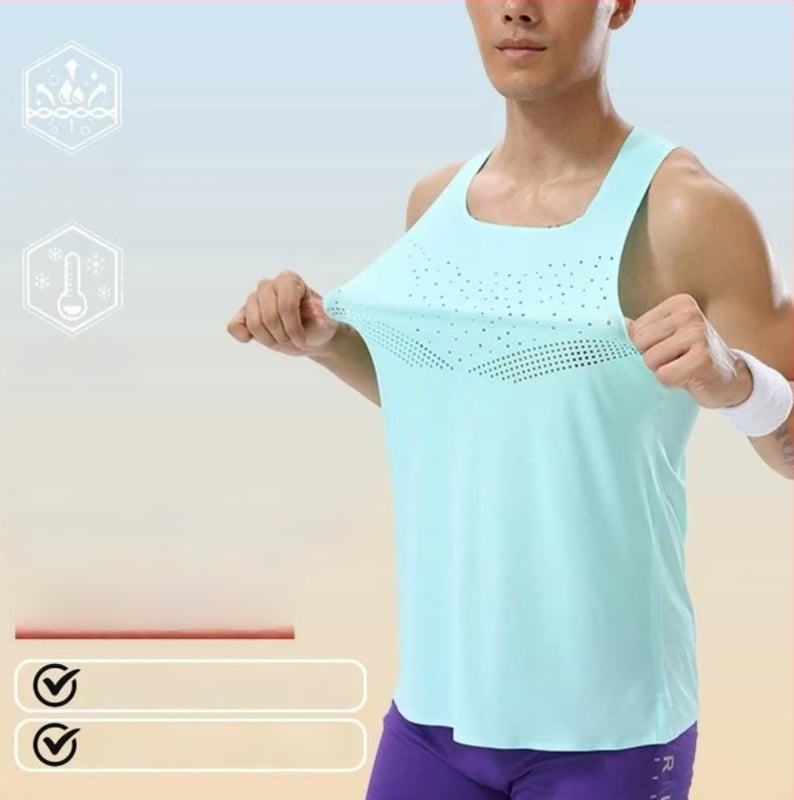 Unisex poliesterio liemenė, greitai džiūstanti ir kvėpuojanti, vasaros bėgimui ir važiavimui dviračiu