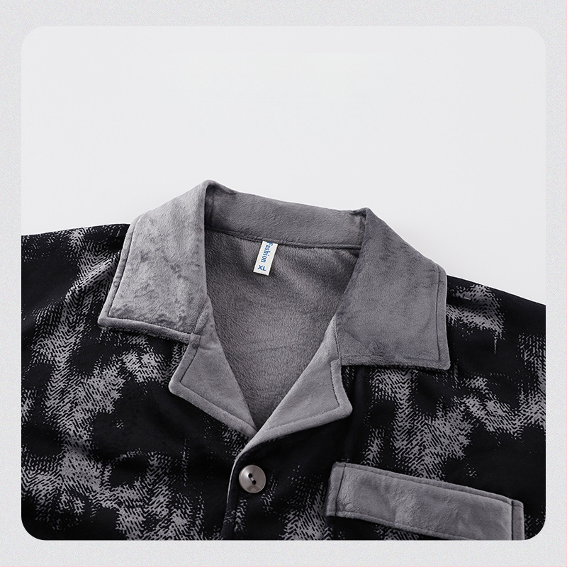 Muški set pidžama Island Velvet za jesen-zimu, toplo i udobno, casual cardigan stil, može se nositi i izvan kuće, veličina Large