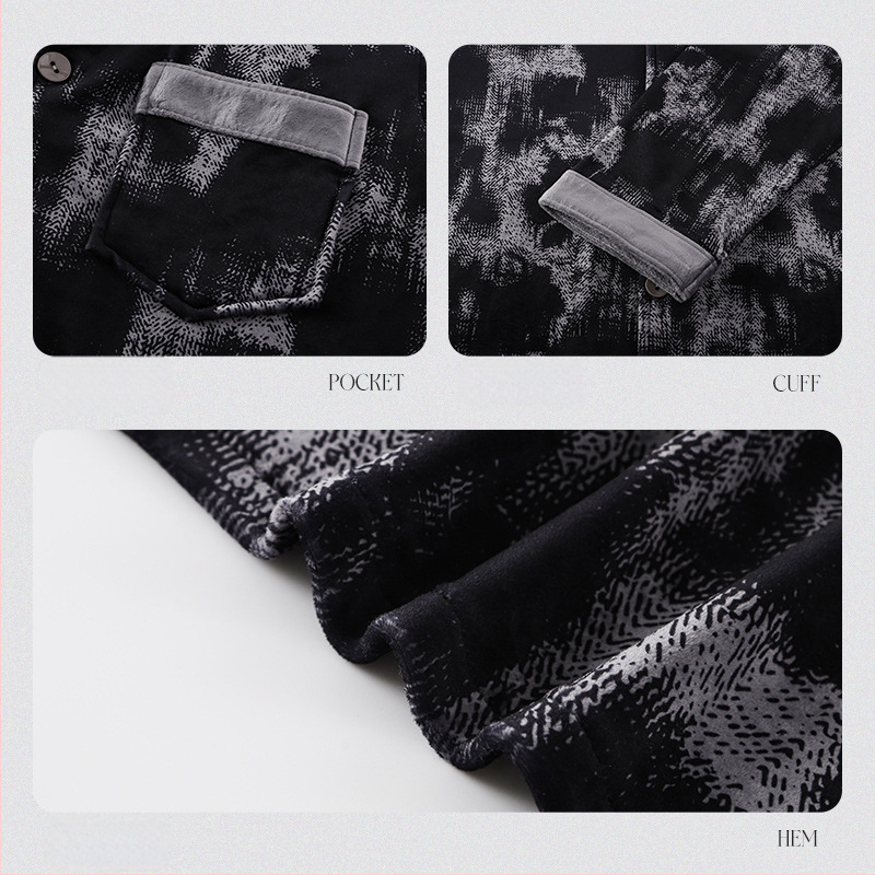 Muški set pidžama Island Velvet za jesen-zimu, toplo i udobno, casual cardigan stil, može se nositi i izvan kuće, veličina Large