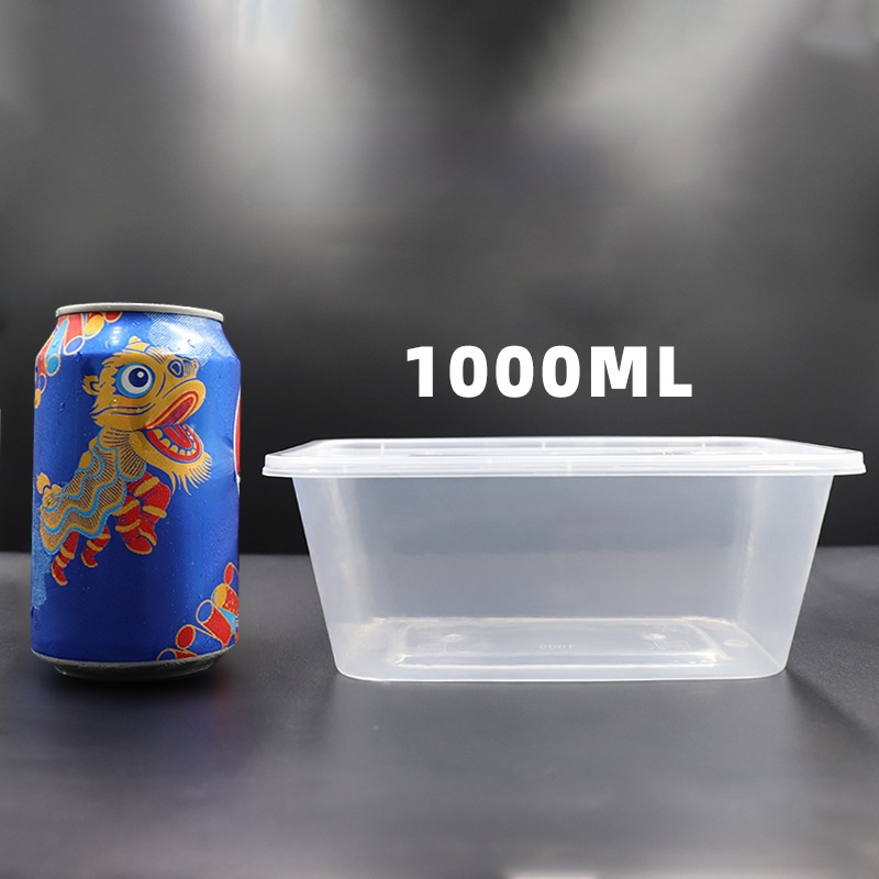 Cutie de prânz de unică folosință, dreptunghiulară, cu capac, din plastic PP, rezistentă la microunde