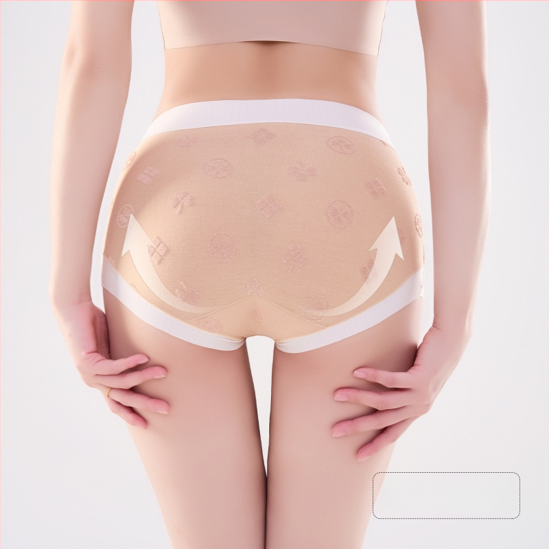 Ženske pamukaste gaćice, srednja visina struka, prozračne, antibakterijske, Jacquard tkanina, pamuk podstava u preponi