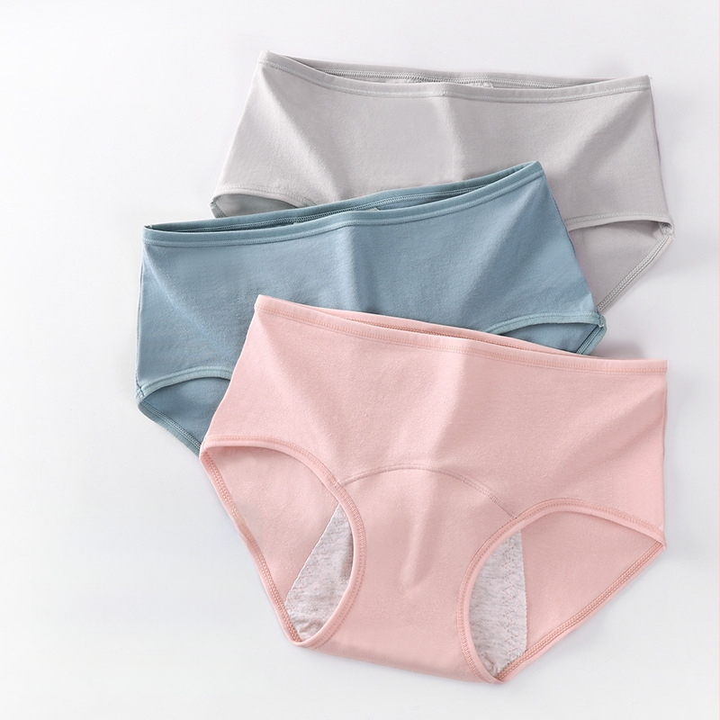 Žensko menstrualno donje rublje od pamuka, antibakterijsko, protiv curenja, srednje visoki struk