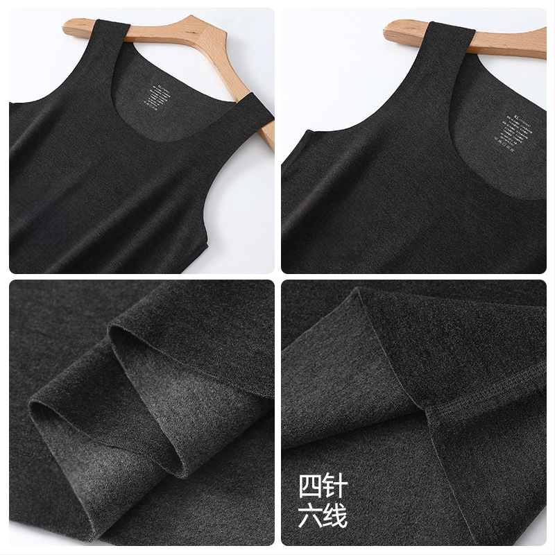 Muška termo vest od vune s akrilnom smjesom 50–70%, veluru podstava, baza sloj, jednofarbna, okrugli vrat, jednostruki sloj, ekstra debela tkanina 351–400 g/m2