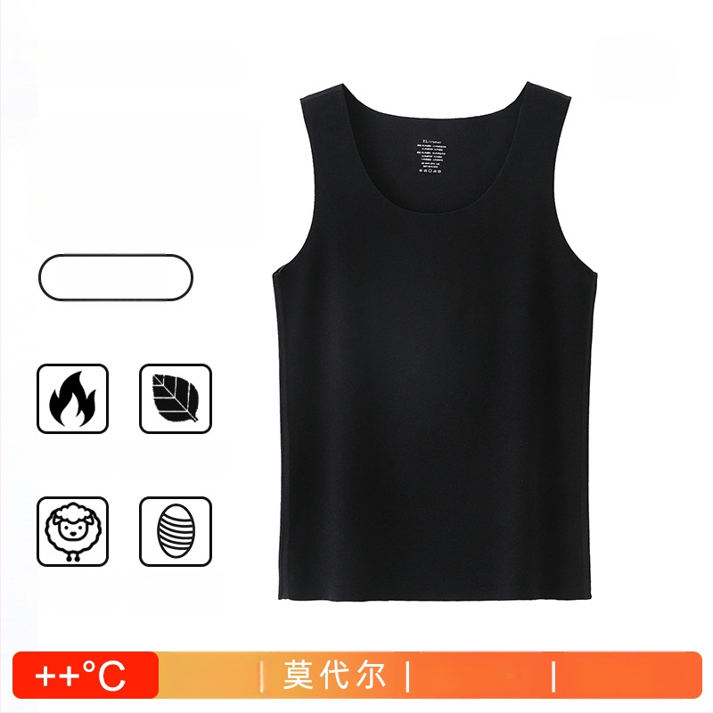 Muška termo vest od vune s akrilnom smjesom 50–70%, veluru podstava, baza sloj, jednofarbna, okrugli vrat, jednostruki sloj, ekstra debela tkanina 351–400 g/m2