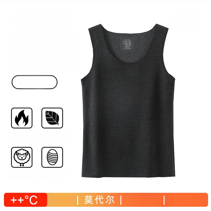 Muška termo vest od vune s akrilnom smjesom 50–70%, veluru podstava, baza sloj, jednofarbna, okrugli vrat, jednostruki sloj, ekstra debela tkanina 351–400 g/m2