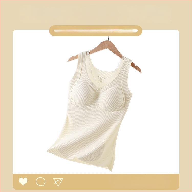 Termalna vesta s umetkom za dojke — kapuljača, bez šavova, V-izrez, jednoslojna, topla, poliester