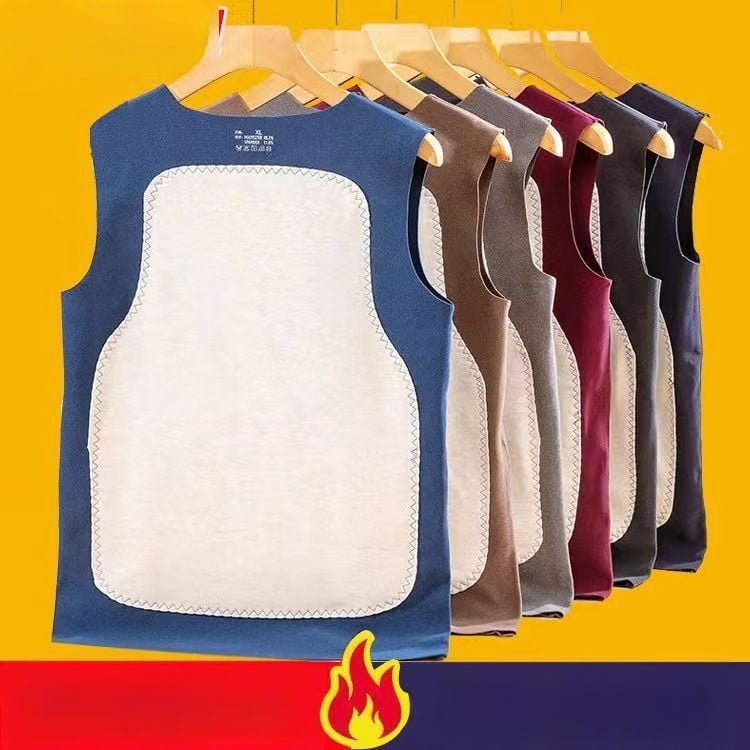 Muška termalna vest s dvostrukim slojem, fleece podstava, poliester, unutrašnji velur, V-izrez, pulover, bez šavova, zaštita struka i leđa